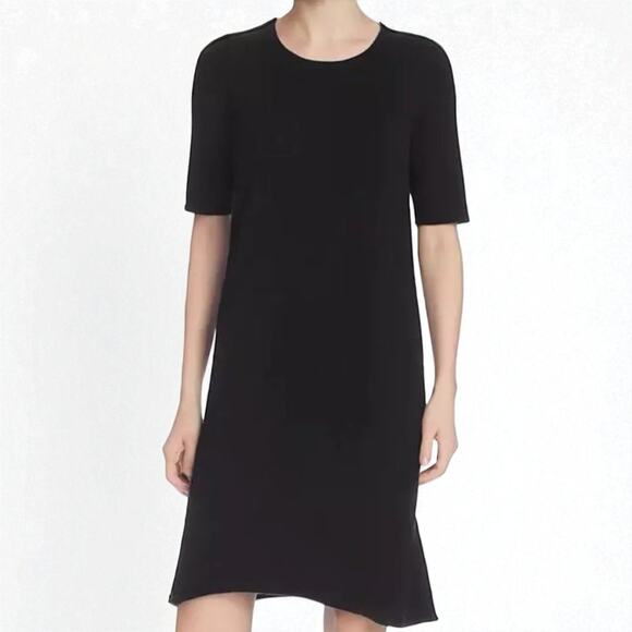 Eileen Fisher Black Merino Wool Sweater Dress PTP Petite XS Knee Length Classic - Picture 1 of 9